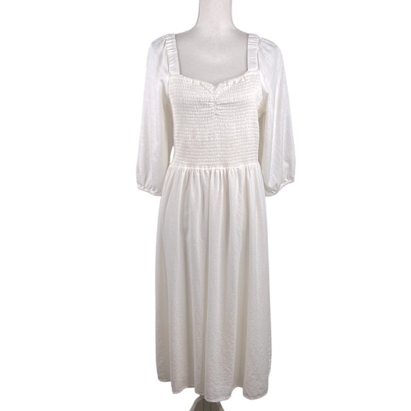 LC Lauren Conrad Dresses & Skirts - LC Lauren Conrad Cream Cottagecore Milk Maid Linen Blend Maxi Dress Size Large